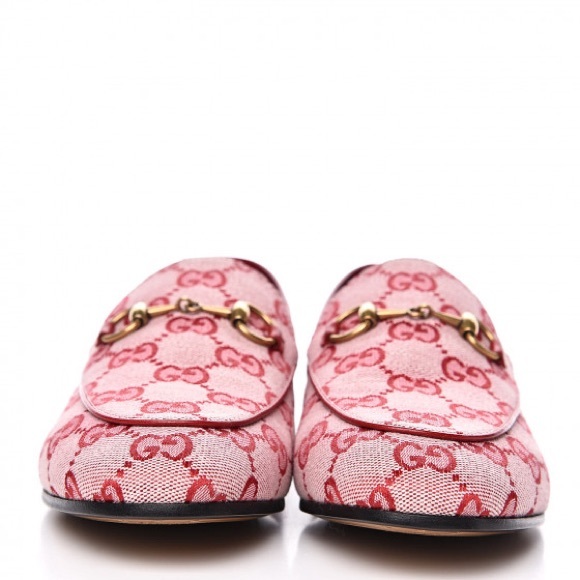 GUCCI JORDAAN CANVAS GG MONOGRAM HORSEBIT LOAFERS IN RED SIZE 37 - Picture 2 of 15